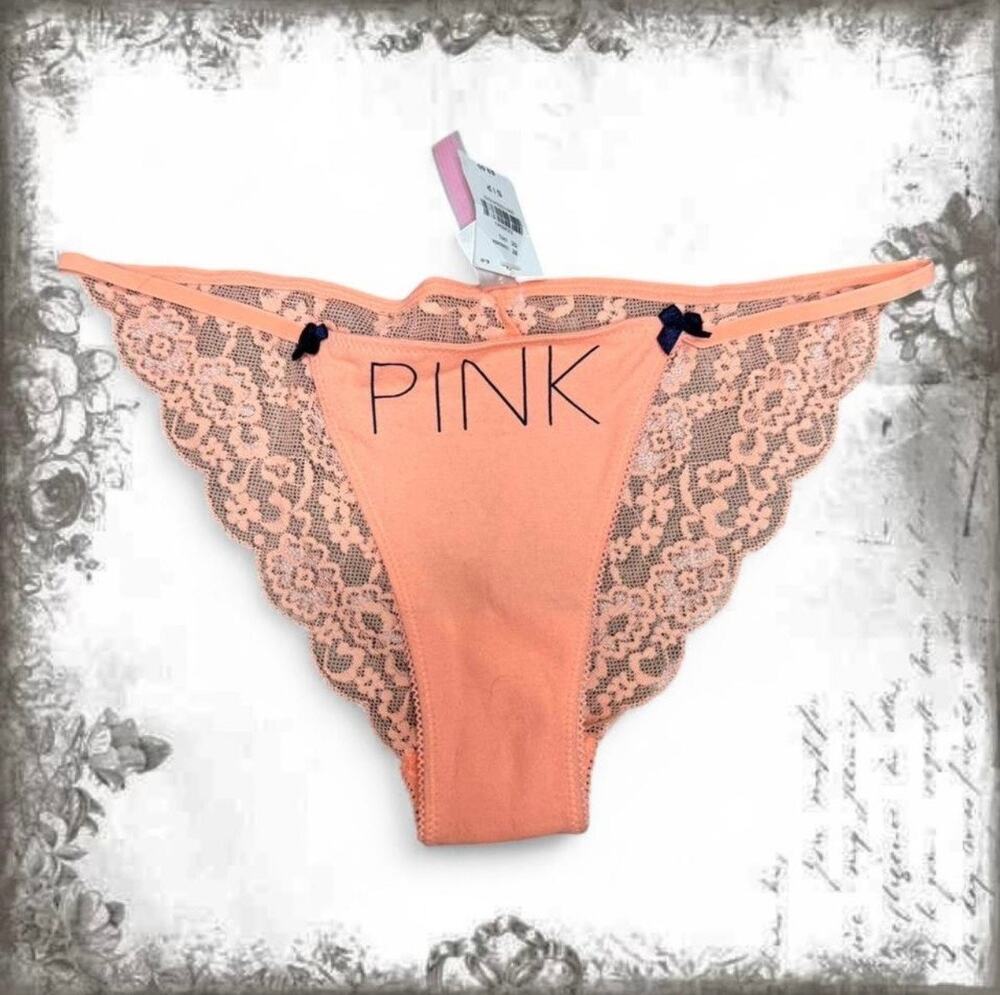 NWT PINK VS Coral Lace Wing Extra Low Rise Bikini S 2013